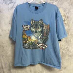 Vintage Y2K Sturgis Black Hills Rally T Shirt Men’s XL 23x25.5 Blue 2002 Biker